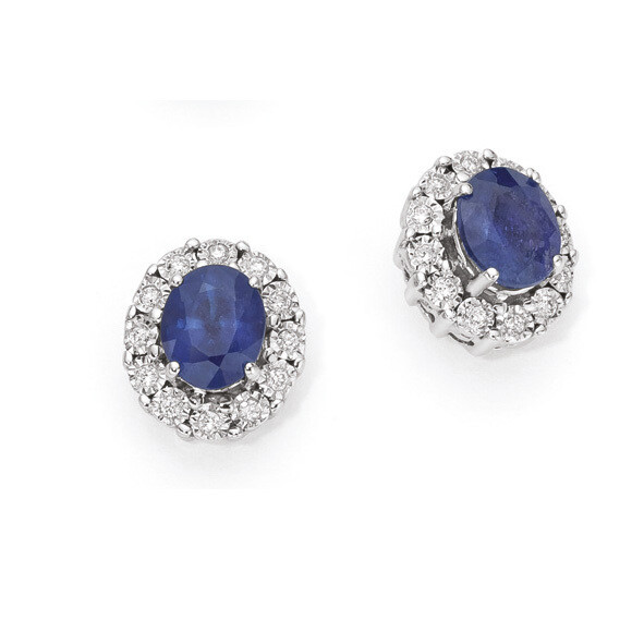 Orecchini oro bianco con Zaffiro e diamanti DonnaOro Luce Orecchini oro bianco con Zaffiro e diamanti DonnaOro Luce