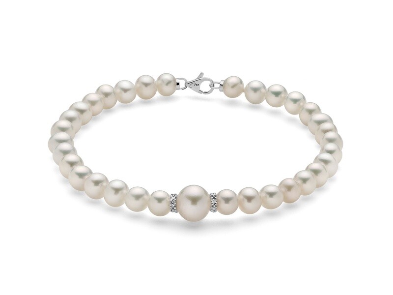 Bracciale di perle con centrale in diamanti e oro Miluna Bracciale di perle con centrale in diamanti e oro Miluna