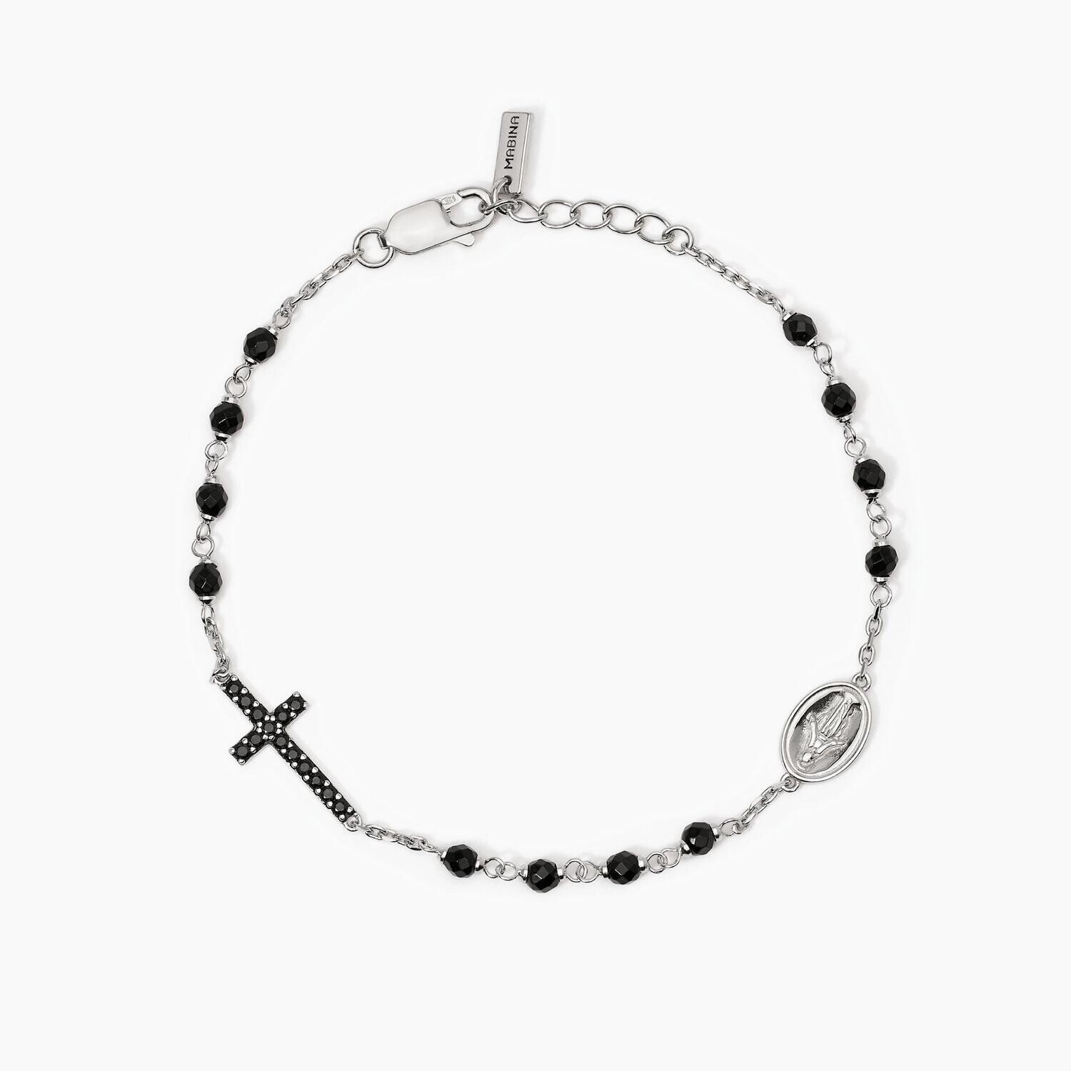 Bracciale uomo in argento con croce e Madonnina Mystical Mabina Uomo