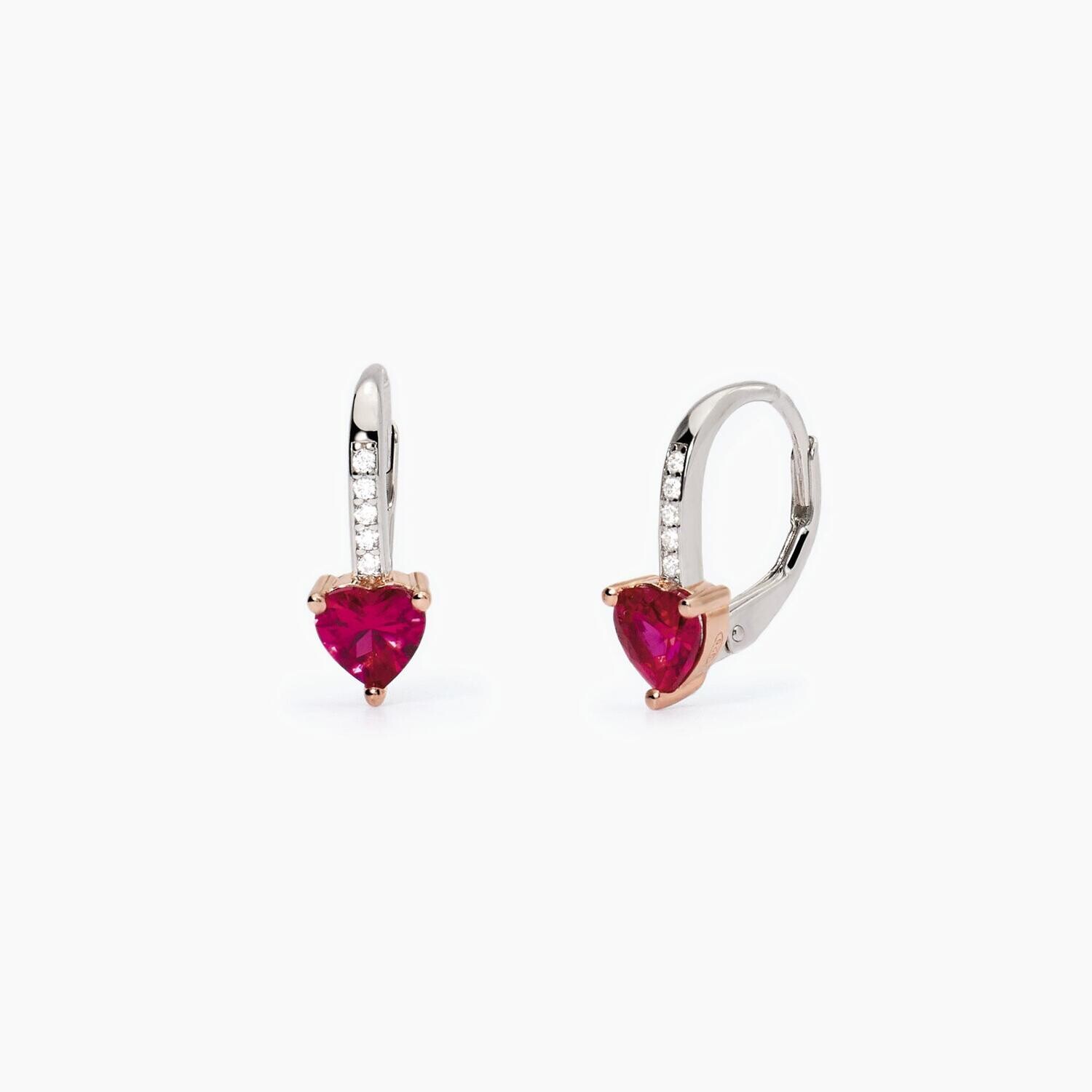 Orecchini in argento con rubini e zirconi Rouge Mabina Donna Orecchini in argento con rubini e zirconi Rouge Mabina Donna