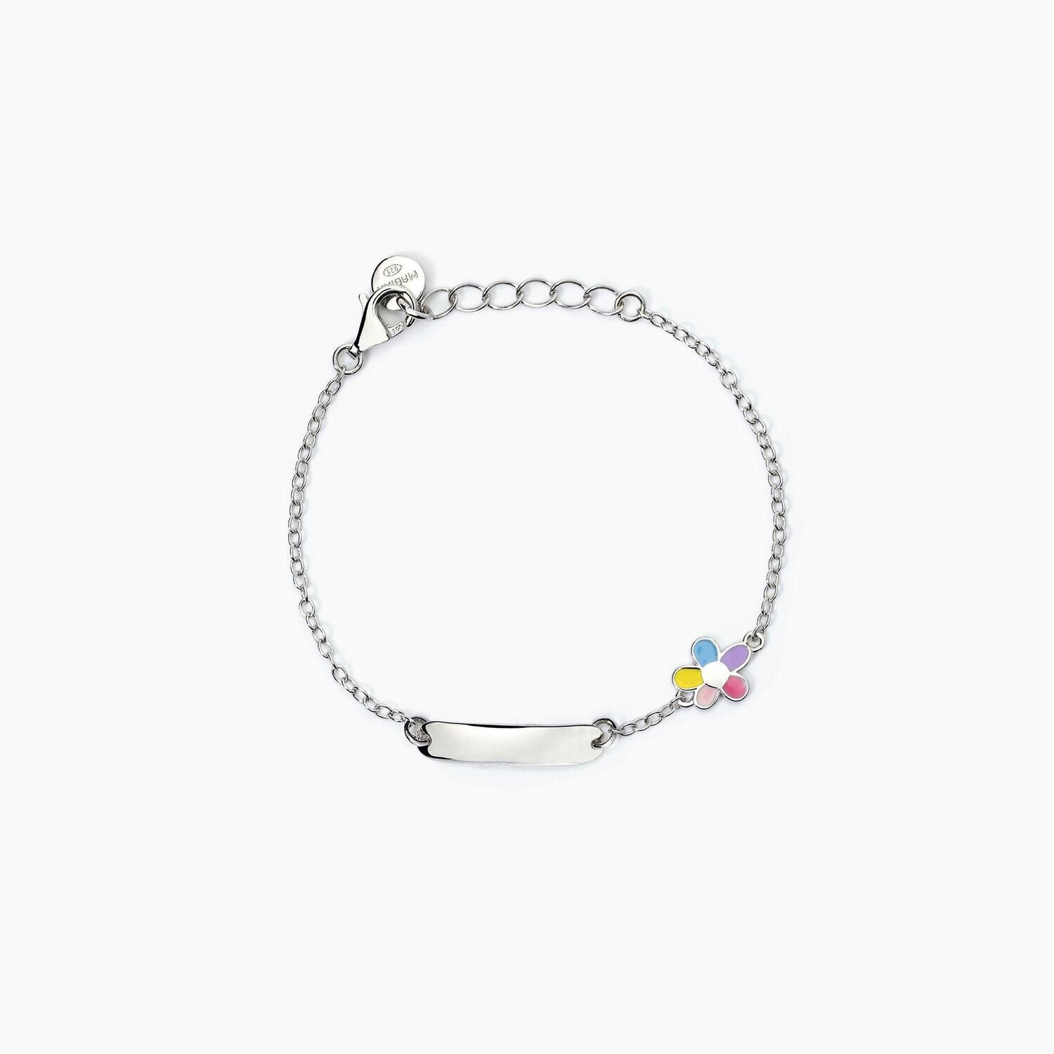 Bracciale personalizzabile in argento con fiorellino BLOOM Mabina Junior