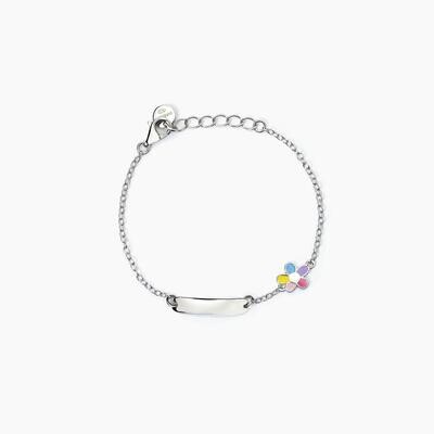 Bracciale personalizzabile in argento con fiorellino BLOOM Mabina Junior