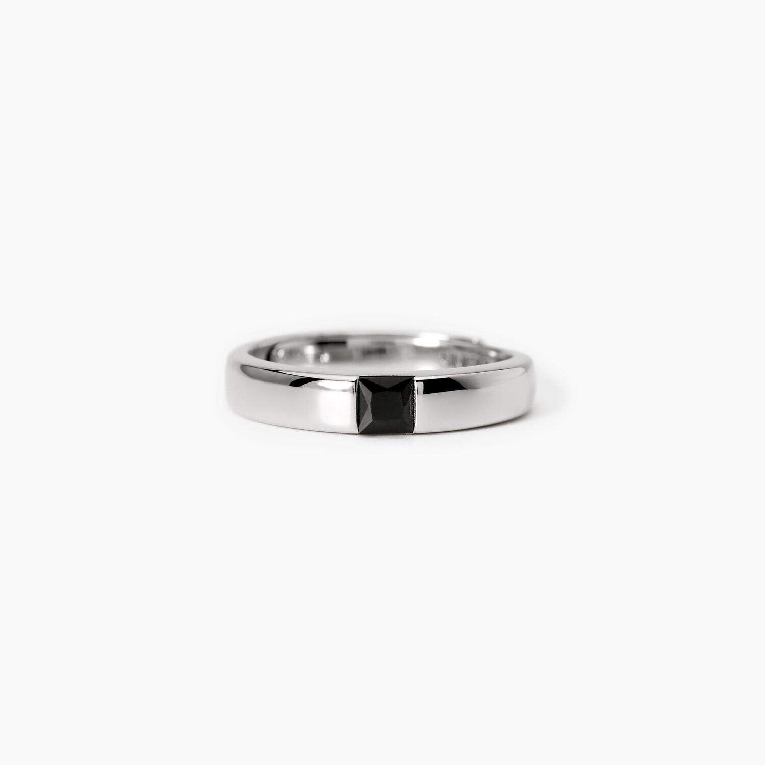 Anello uomo in argento con zircone nero Iconico Mabina Uomo