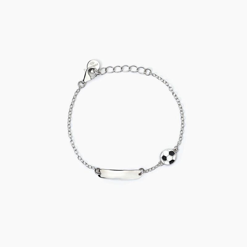 Bracciale personalizzabile in argento con pallone FOOTBALL Mabina Junior
