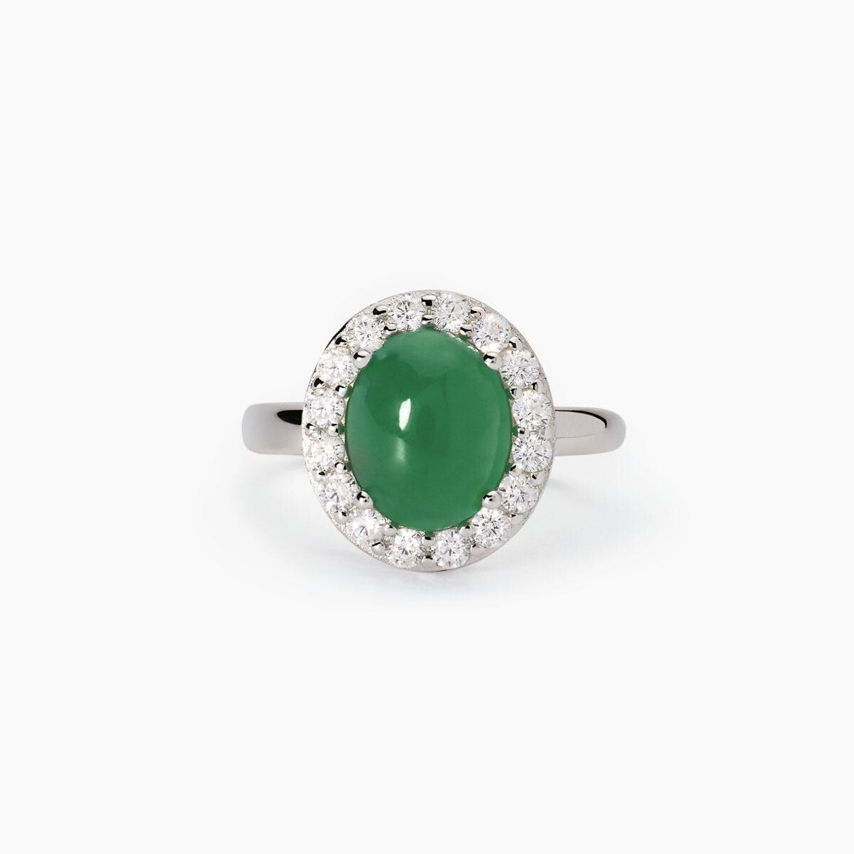 Anello in argento con agata verde Ginevra Mabina Gioielli