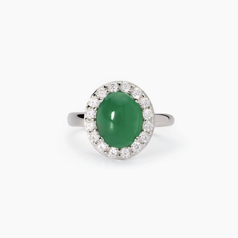 Anello in argento con agata verde Ginevra Mabina Gioielli
