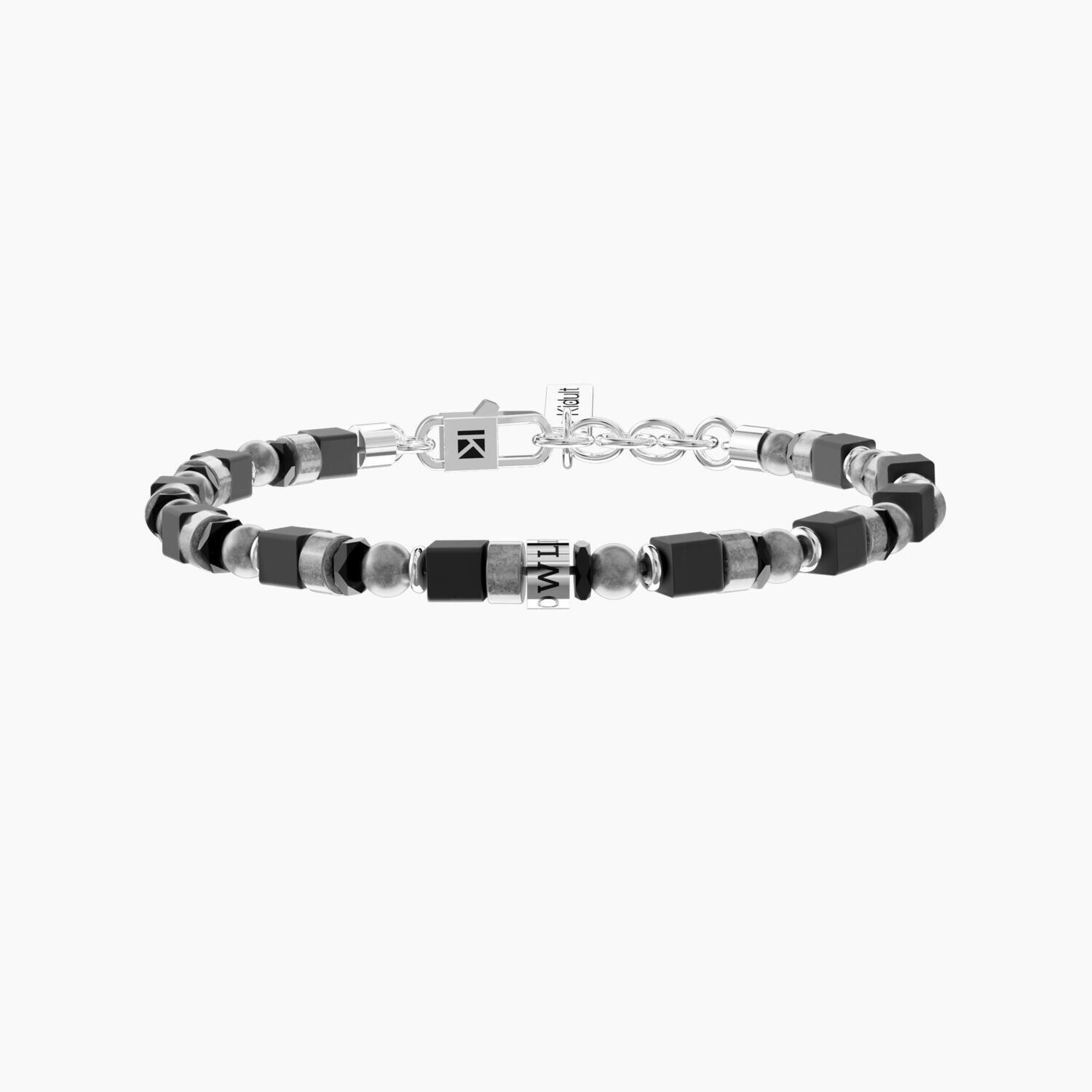 Bracciale uomo con agata grigia e pietre KIDULT