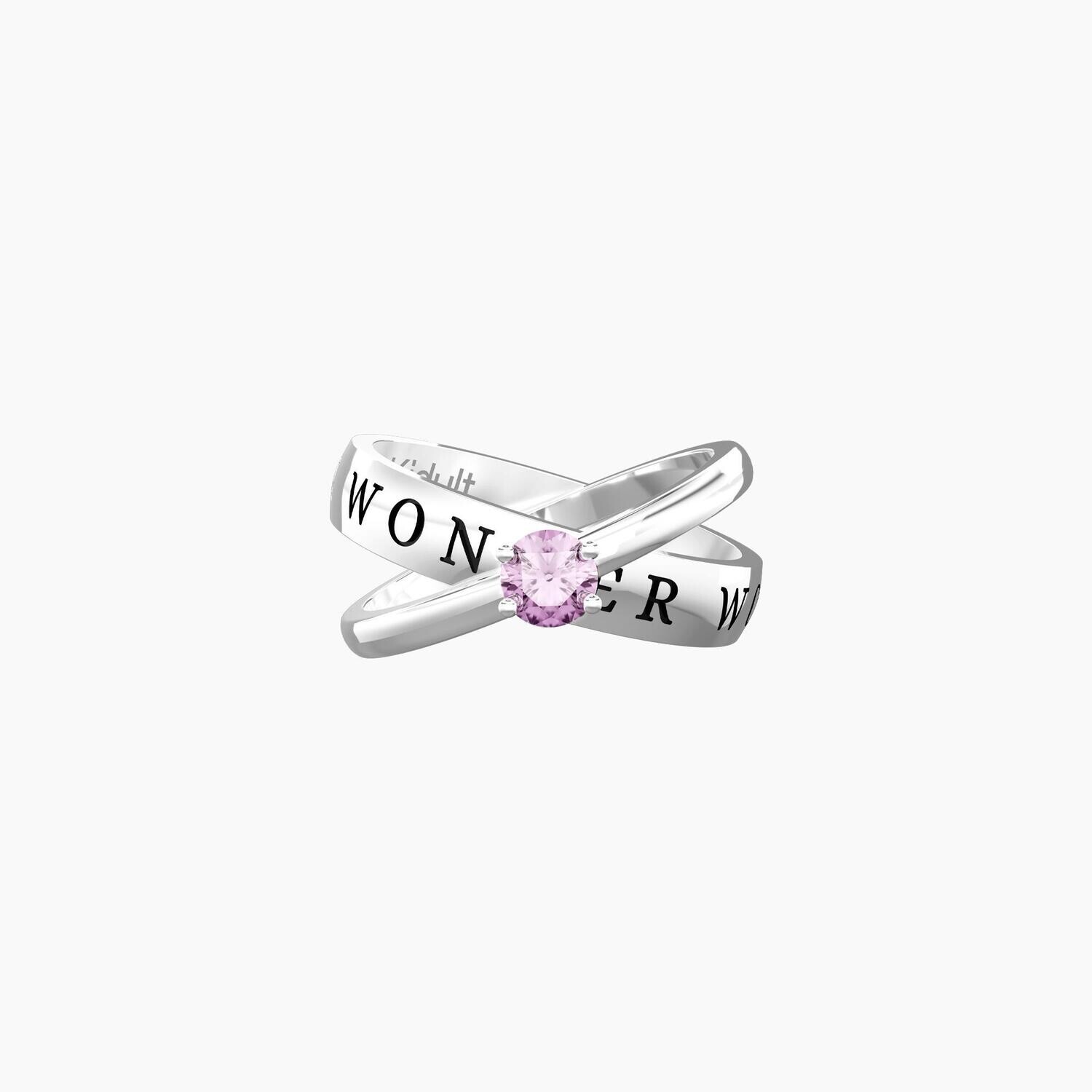 Anello con zircone rosa e scritta KIDULT mis 11