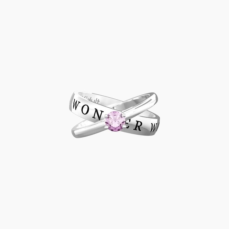 Anello con zircone rosa e scritta KIDULT mis 19