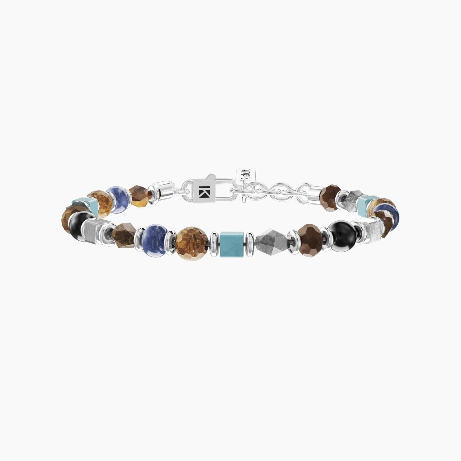 Bracciale uomo con agata nera e pietre KIDULT