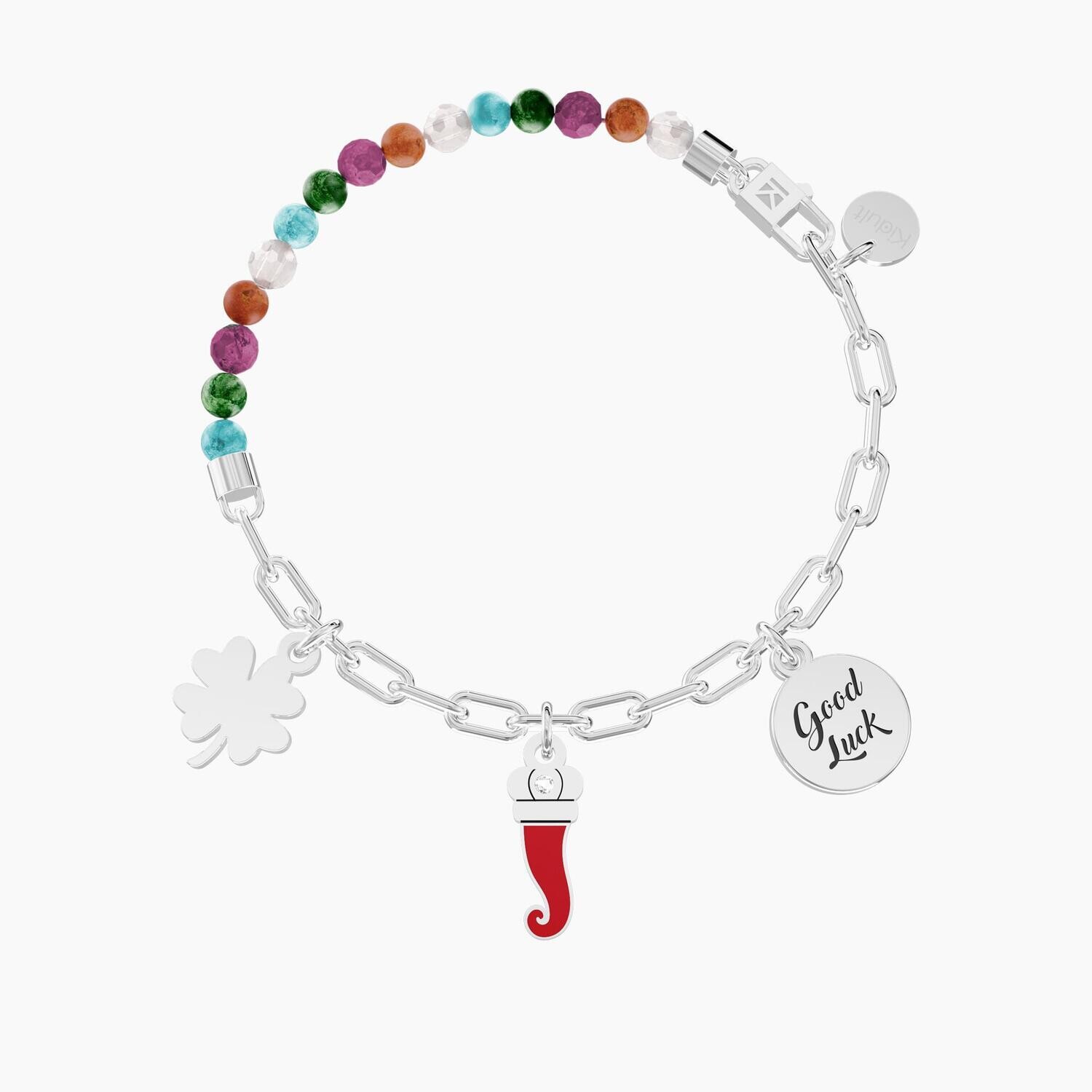 Bracciale con catena, pietre e ciondoli fortuna KIDULT