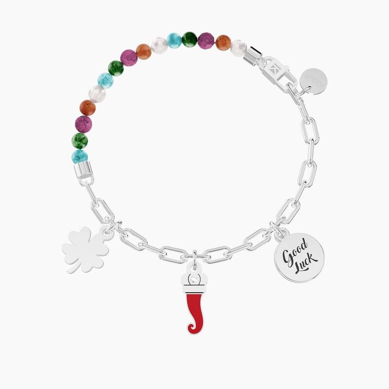 Bracciale con catena, pietre e ciondoli fortuna KIDULT