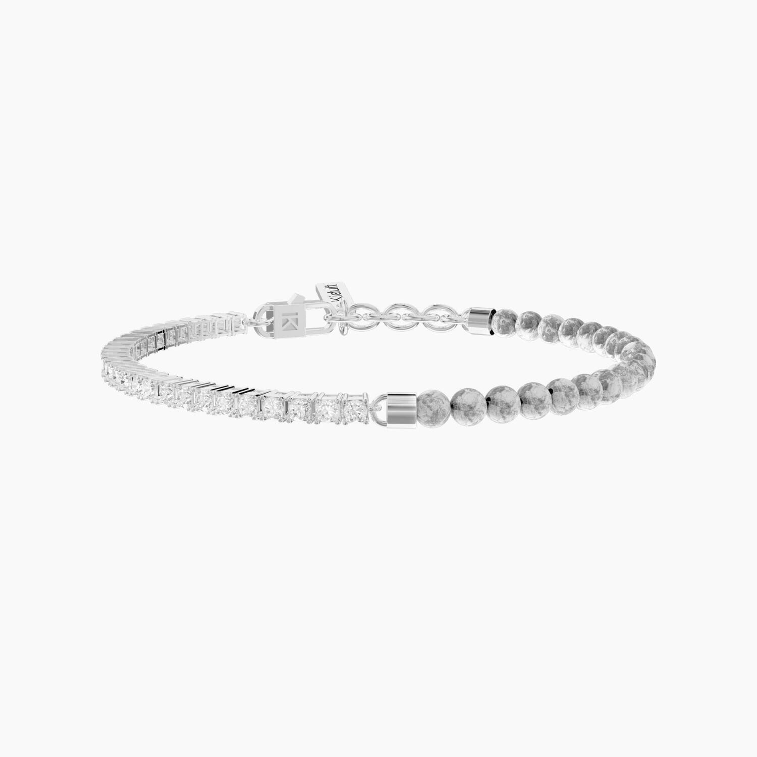 Bracciale uomo con tennis di zirconi e agata grigia KIDULT