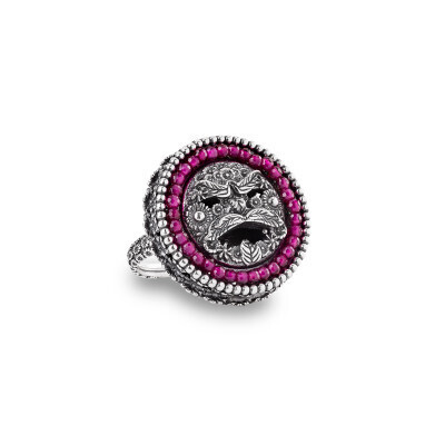 Anello con Maschera dell'Arcimboldo e Cubic Zirconia - Gerardo Sacco