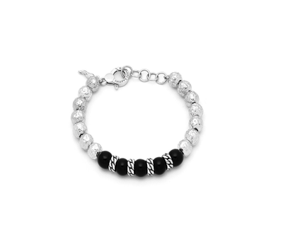 Bracciale Sfere Onice E Treccia Grande - Giovanni Raspini Bracciale Sfere Onice E Treccia Grande - Giovanni Raspini