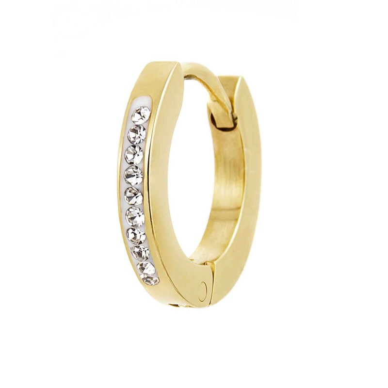 Orecchino a cerchio 14mm con cristalli Marlu' Donna - 2OR0059G-W