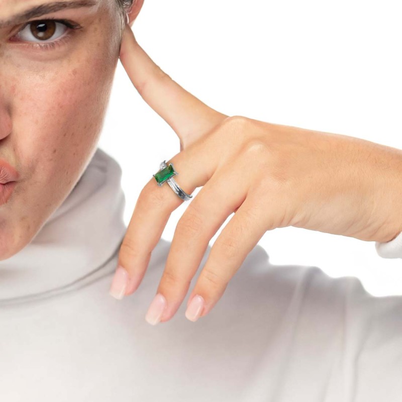 Anello con zircone baguette Marlu' Donna - 31AN0003S-S