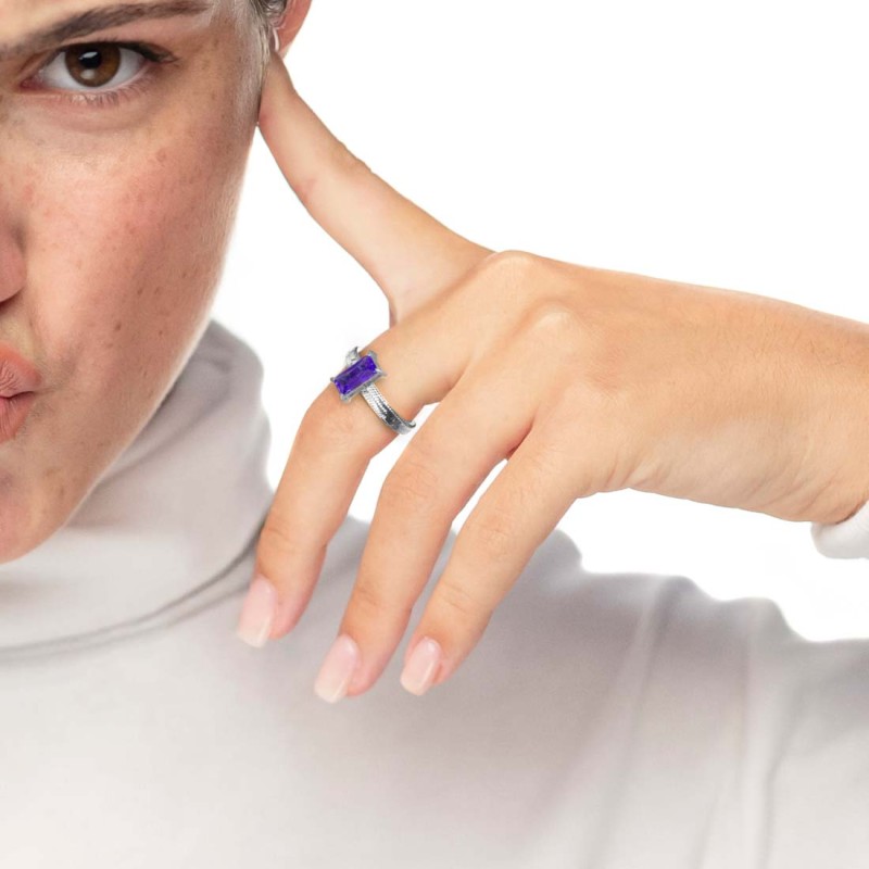 Anello con zircone baguette Marlu' Donna - 31AN0003P-S