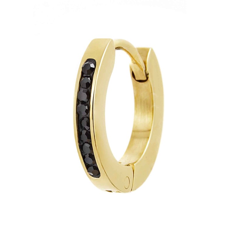 Orecchino a cerchio 14mm con cristalli Marlu' Donna - 2OR0059G-N