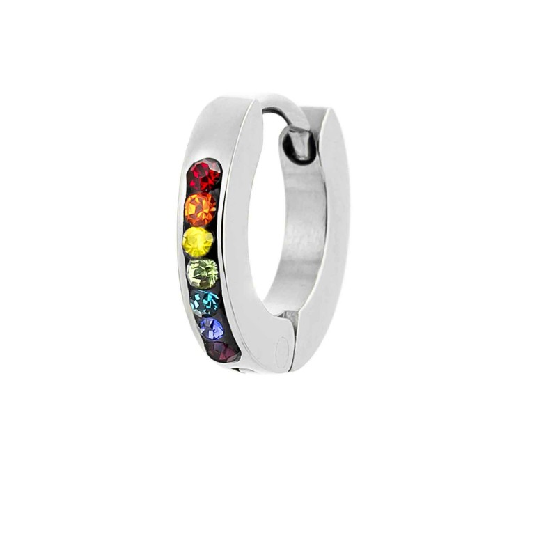 Orecchino a cerchio 11mm con cristalli Marlu' Donna - 2OR0058-RGB