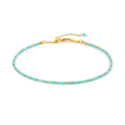 Cavigliera con perline a tubo turchesi ed ematite Marlu' Donna