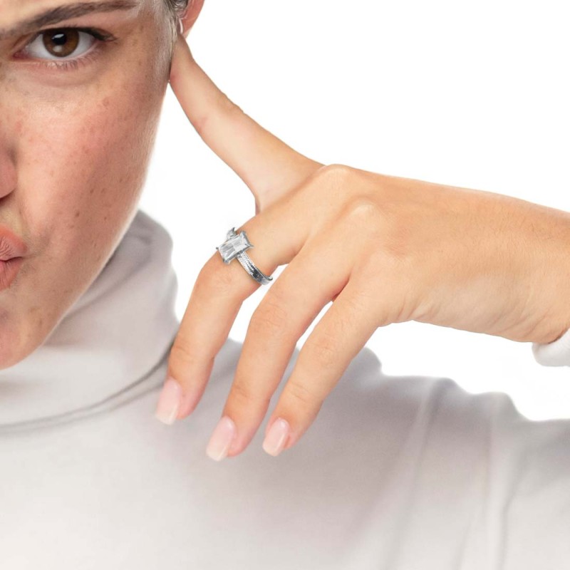 Anello con zircone baguette Marlu' Donna - 31AN0003W-S