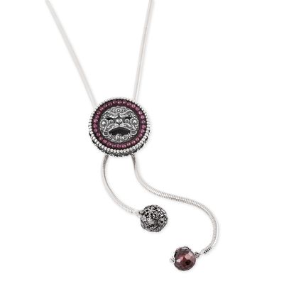 Collana Saliscendi con maschera dell'Arcimboldo e Cubic Zirconia Rosso - Gerardo Sacco
