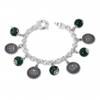 Bracciale in argento con pietre colorate Verde e monete - Gerardo Sacco