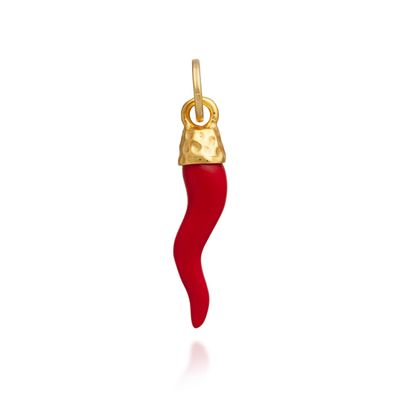 Charm Corno Rosso Martellato Dorato - Giovanni Raspini Charm Corno Rosso Martellato Dorato - Giovanni Raspini