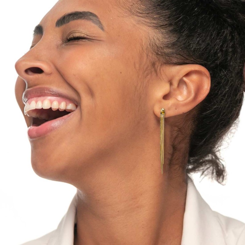 Orecchino pendente con catene snake quadrate Donna Marlu' - 33OR0057G