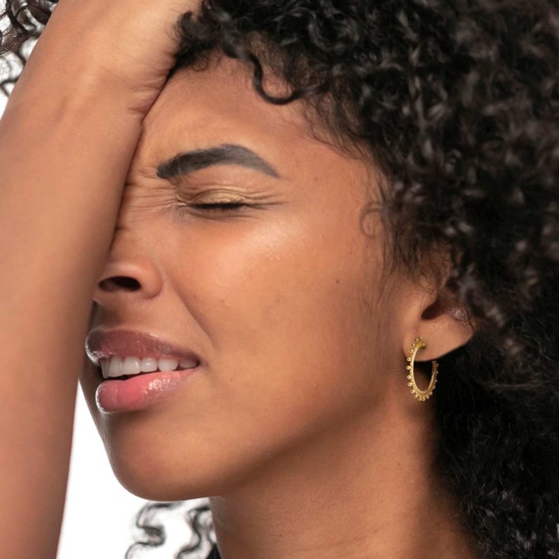 Orecchino a cerchio con catena grumetta e sfere Donna Marlu' - 33OR0052G