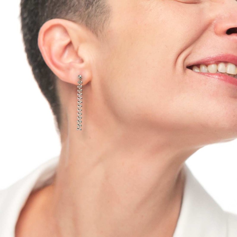 Orecchino pendente con catena a foglia chevron Donna Marlu' - 33OR0058