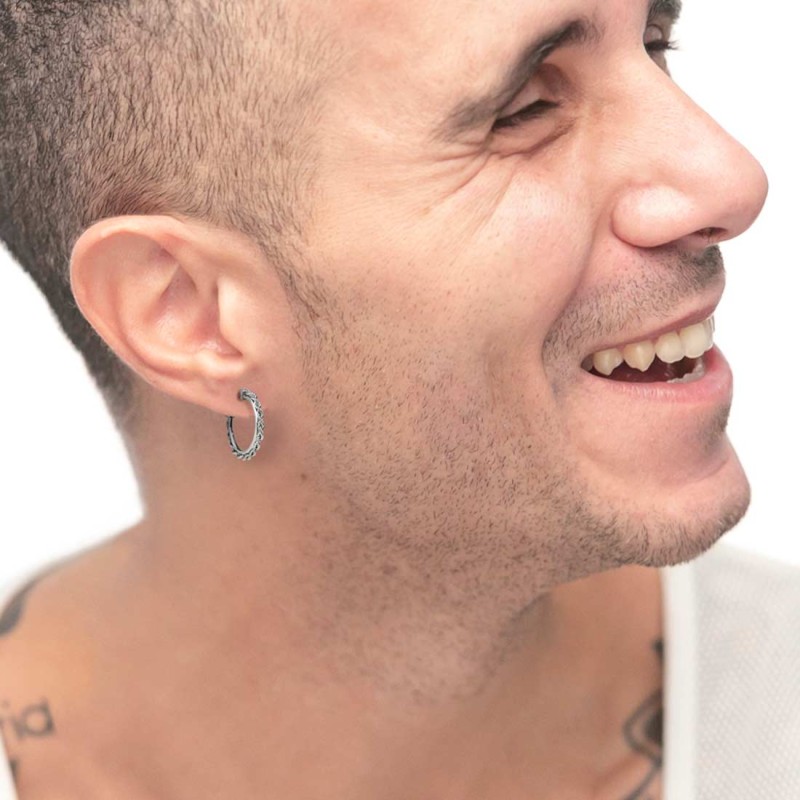 Orecchino a cerchio con catena a corda Donna Uomo Marlu' - 33OR0053