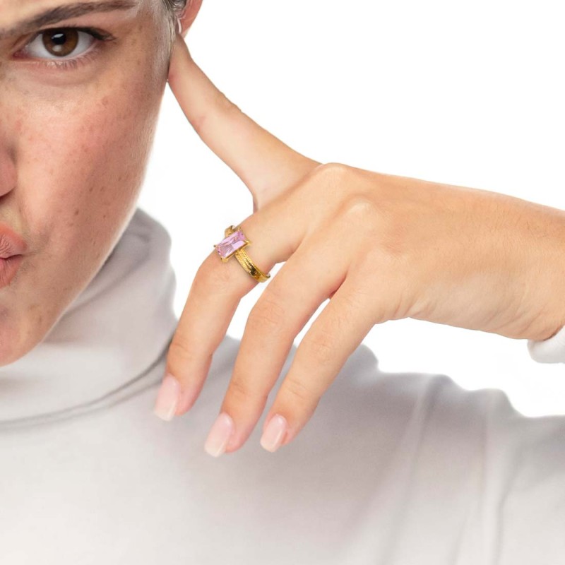 Anello con zircone baguette Donna Uomo Marlu' - 31AN0003GLF-S