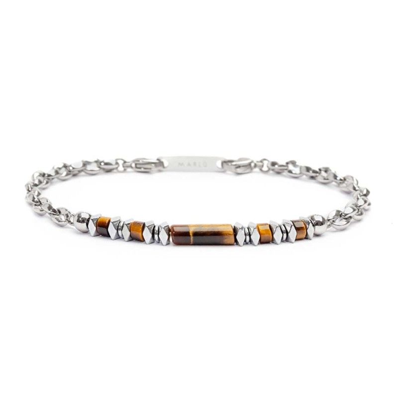 Bracciale elementi in pietra ed elementi in ematite catena marine Donna Uomo Marlu'