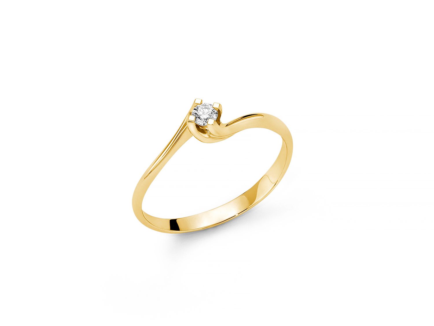 Solitario Valentino in oro giallo e diamante Miluna