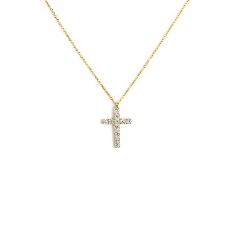Collana croce pendente 2,6cm con zirconi MARLU