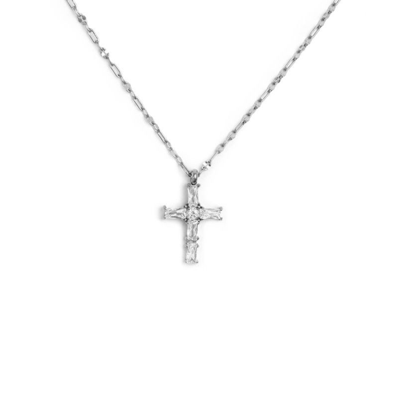 Collana croce pendente 2,6cm con zirconi MARLU