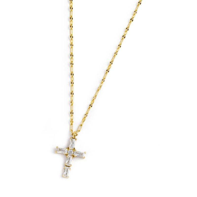 Collana croce pendente 2,6cm con zirconi MARLU Collana croce pendente 2,6cm con zirconi MARLU