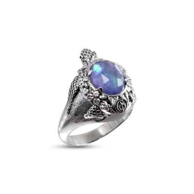 Anello Tartaruga Caretta Con Pietra Tripletta - Gerardo Sacco