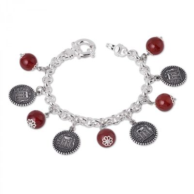 Bracciale in argento con pietre colorate marrone e monete - Gerardo Sacco