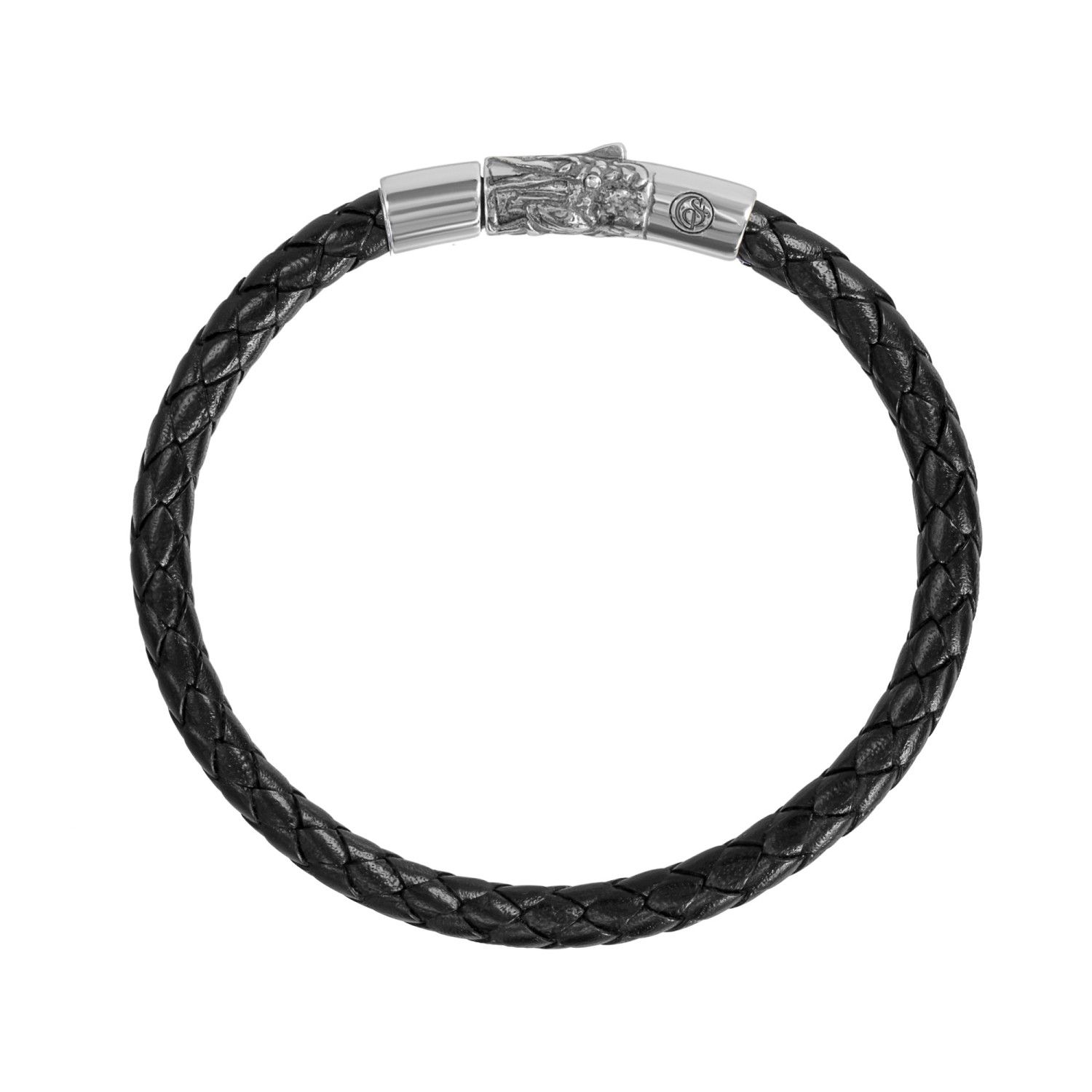 Bracciale in cuoio intrecciato nero - Gerardo Sacco