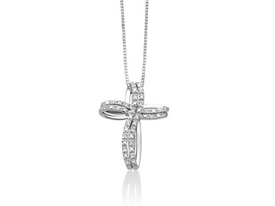 Croce in oro bianco e diamanti Miluna Croce in oro bianco e diamanti Miluna