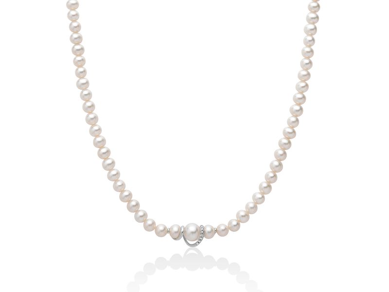 Collana Collana "Perla" Con Diamanti 5-5-5 Miluna