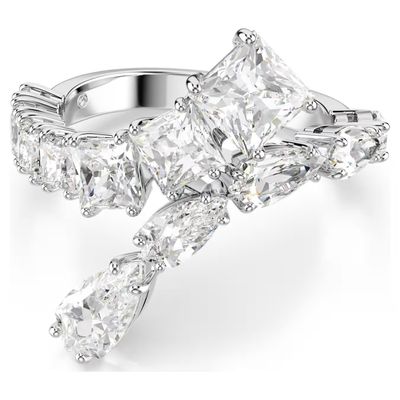 Anello Matrix Taglio misto, Bianco Placcato rodio Swarovski