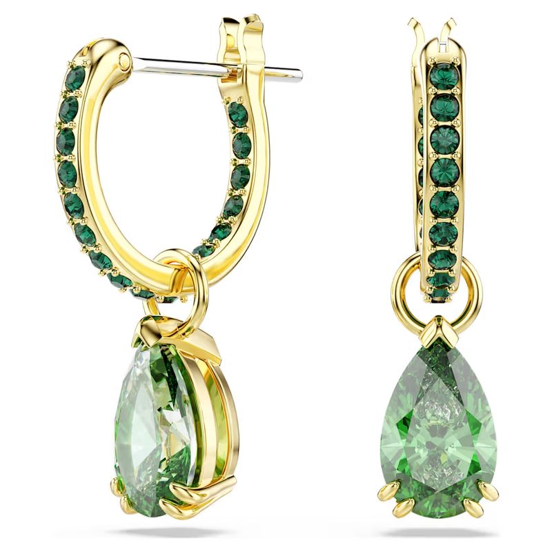 Orecchini pendenti Attract Taglio Pear Verdi  Swarovski
