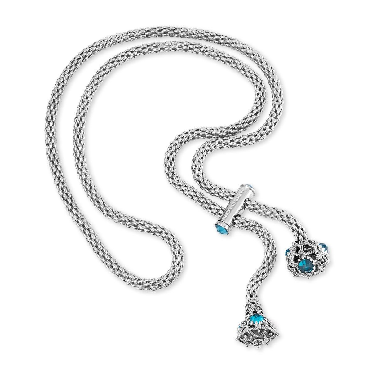 Collana Saliscendi in Argento con Trottole Azzurre e Pietre Cubic Zirconia  - Gerardo Sacco