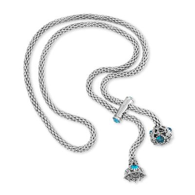 Collana Saliscendi in Argento con Trottole Azzurre e Pietre Cubic Zirconia  - Gerardo Sacco