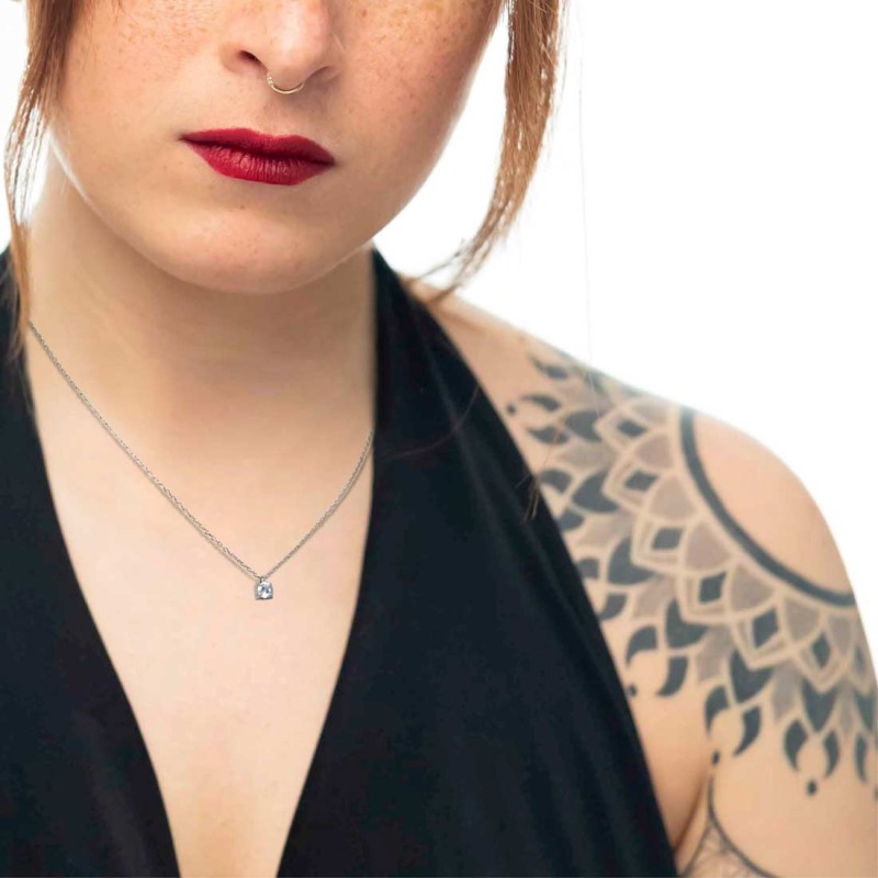 Collana catena cutting cross zircone centrale 7mm  Marlu' Donna - 31CN0012-W