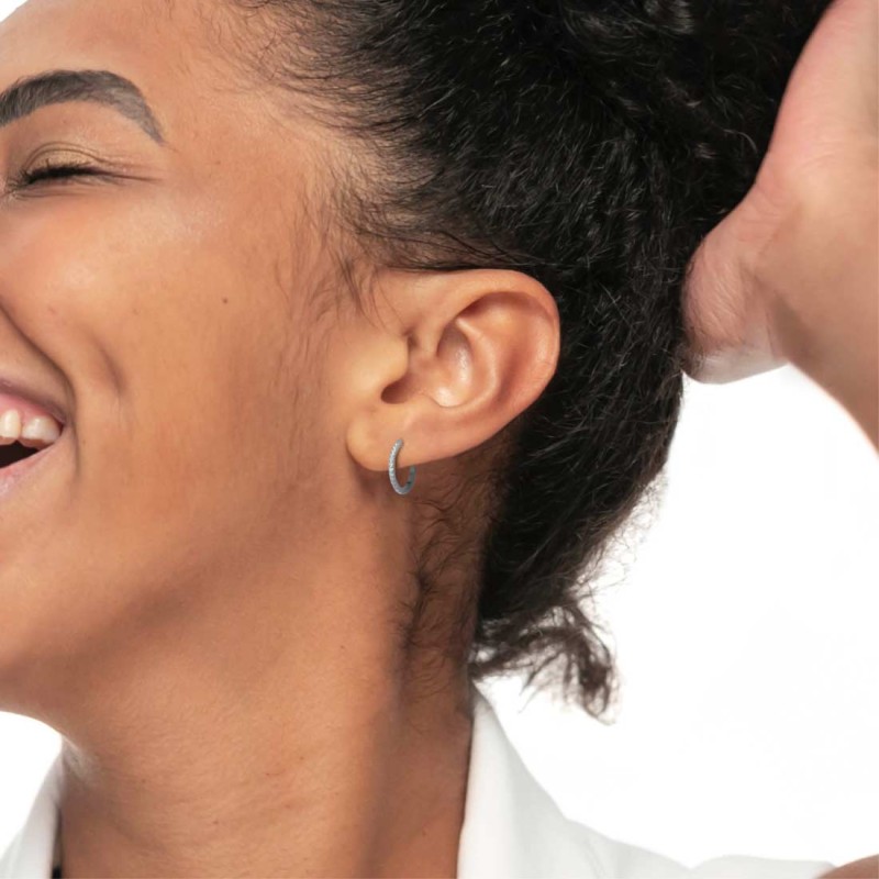 Orecchino a cerchio 2cm con zirconi Marlu' - 31OR0021-W